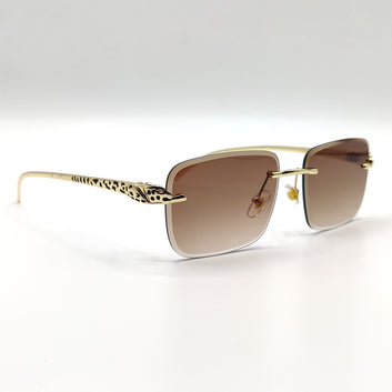 Cartier Snake Golden Side Gradient Brown Unisex Sunglasses