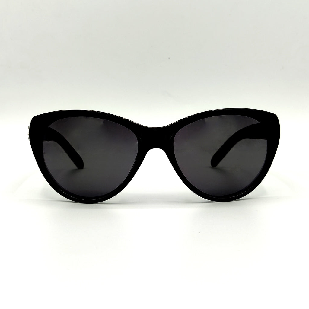 Cat Eye Black  Women Sunglasses With Heavy Stone Side